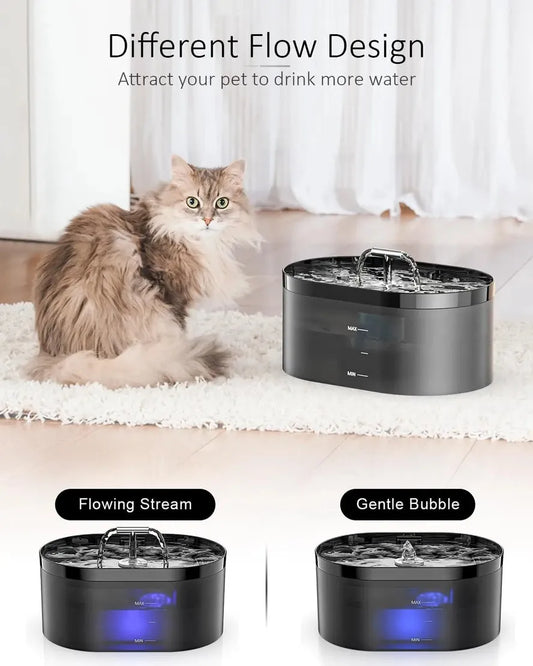 JMT-414090 Transparent 2L Automatic Pet Water Fountain for Cats and Small Dogs