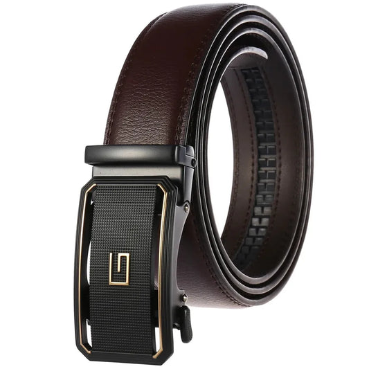 JMT-423370 Automatic Two-Layer Cowhide Men's Belt with Durable Buckle - Model LY36-21596-1