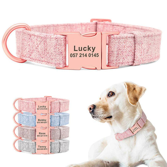 JMT-429706 Adjustable Pet Dog Collar with Engraving and Anti-Lost Features, Non-Woven Fabric, Size S-L