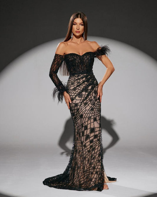 JMT-432906 Elegant Black Evening Dress for Women - Model SH0215