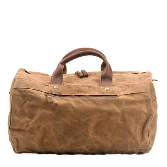 JMT-434378 Leisure Oil Wax Canvas Travel Handbag with Large Capacity for Outdoor Adventures