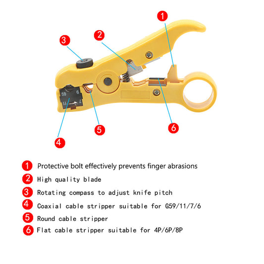 JMT-438602 Automatic Multifunction Wire Stripper and Cutter Tool with Adjustable Blade and Built-in Spring