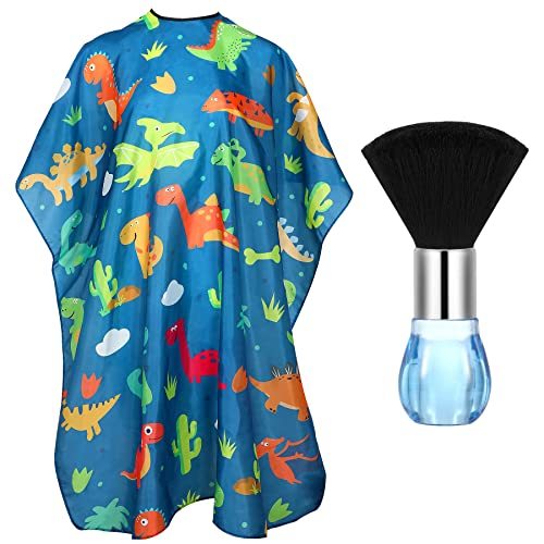 JMT-440714 Children's Haircut Cape with Cartoon Dinosaur Pattern, Adjustable Neck Closure and Waterproof Fabric