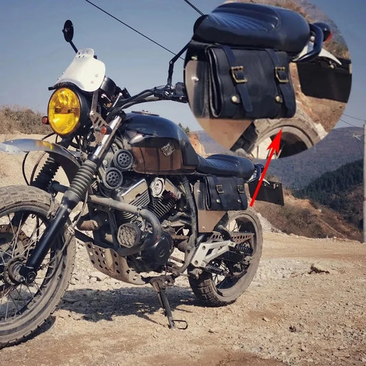 JMT-449162 Compact Motorcycle Repair Tool Bag in Cotton Canvas and Leather with Zipper Closure