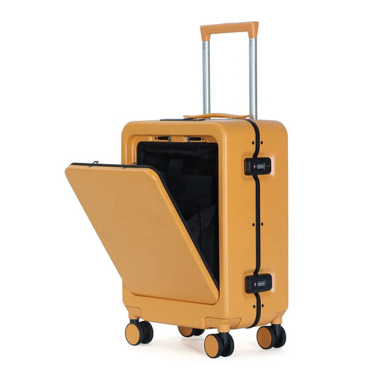 JMT-449674 4-Wheel Hard Shell Carry-On Suitcase with Front Pocket and Aluminium Frame for Travel