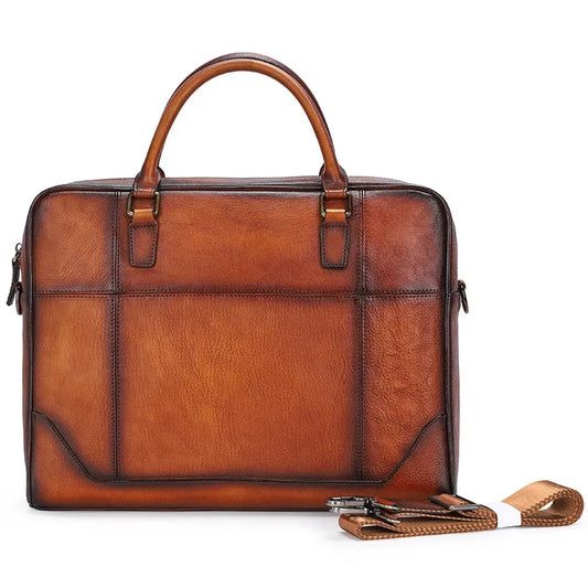 JMT-452490 Vintage Leather Laptop Briefcase for Men - Retro Handmade Fashion Bag