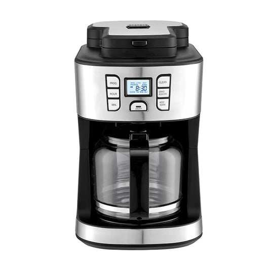 JMT-456970 15-Cup Electric Coffee Maker with Built-in Grinder and LCD Display