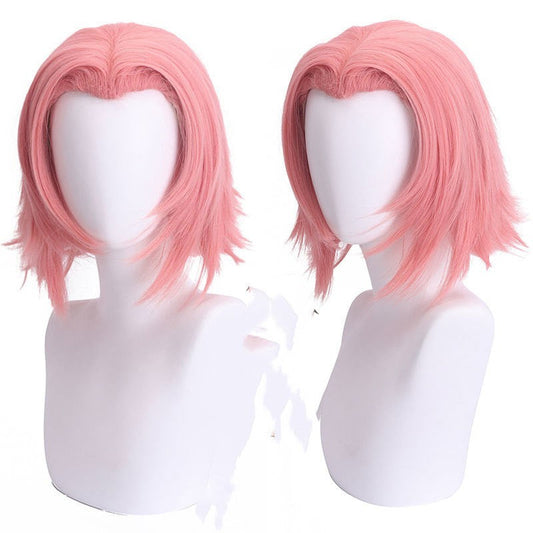 JMT-464970 Gray-Pink Short Anime Wig in High Temperature Fiber - 30cm, Anti-Curl Design