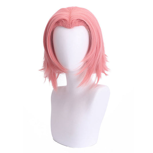 JMT-464970 Gray-Pink Short Anime Wig in High Temperature Fiber - 30cm, Anti-Curl Design