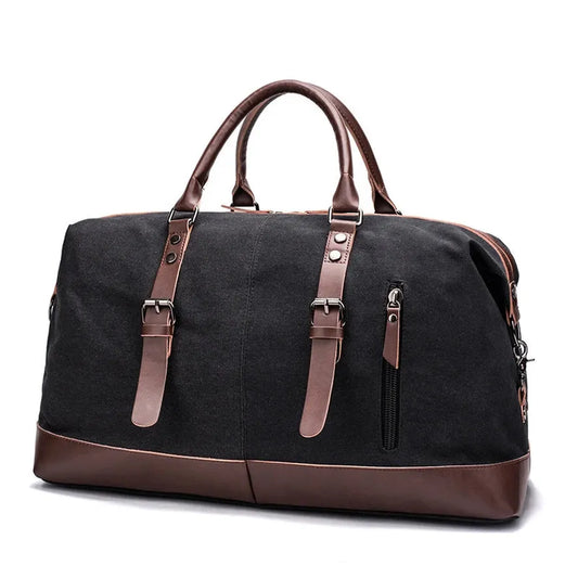 JMT-467146 Men's Vintage Canvas Large Capacity Waterproof Weekender Duffel Bag
