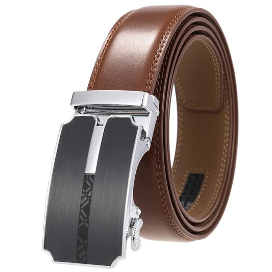 JMT-471946 Custom Leather Ratchet Waist Belt with Pin Buckle for Men - Model LY36-22001-1
