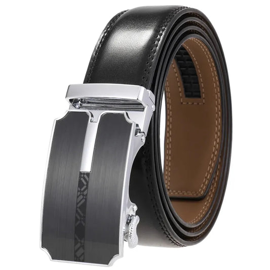 JMT-471946 Custom Leather Ratchet Waist Belt with Pin Buckle for Men - Model LY36-22001-1