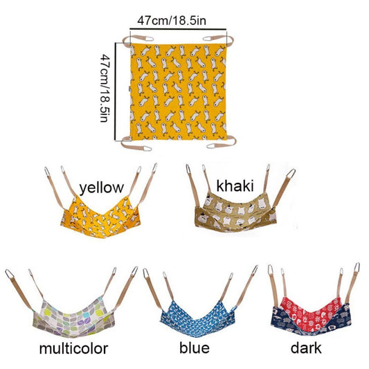 JMT-480266 Cotton Linen Cat Hammock Bed with Hanging Hook - Breathable, Wear-Resistant, Multicolor Design, 47x47cm