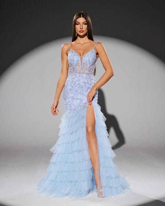 JMT-482634 Elegant Blue Evening Dress for Women - SH0207 Model