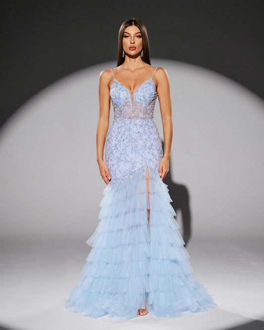 JMT-482634 Elegant Blue Evening Dress for Women - SH0207 Model