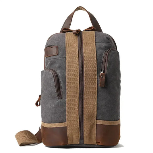 JMT-484746 Retro Canvas Crossbody Chest Bag for Men - Waterproof Outdoor Shoulder Bag