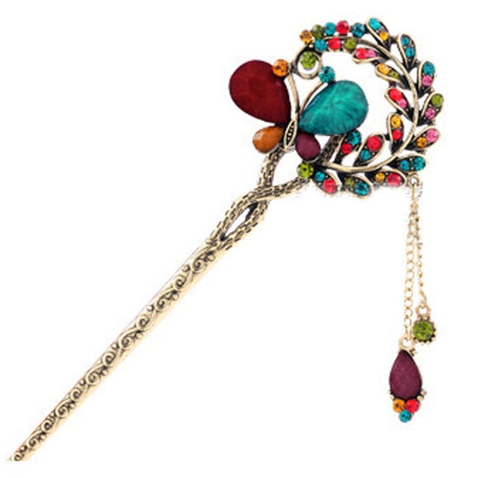 JMT-486538 Ancient Insect Hairpin Fork in Electroplated Copper and Resin