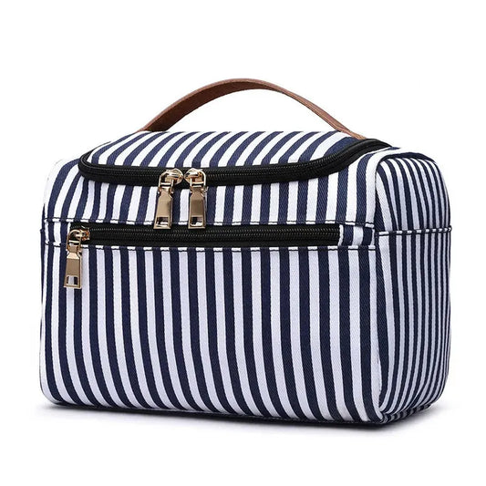 JMT-488202 Large Portable Canvas Makeup Bag with Stripes for Organised Storage