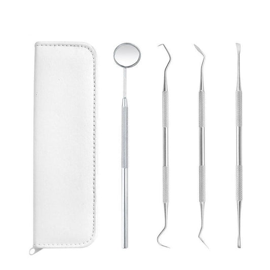 JMT-488458 5-Piece Professional Dental Tools Set with Leather Bag - Teeth Cleaning and Care Instruments