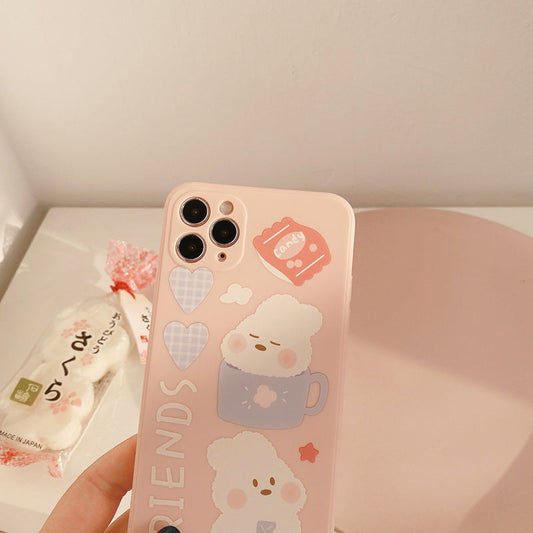 JMT-488842 Matte Soft Rabbit Phone Case Compatible with iPhone 7/8/SE/X/XR/XS/11/12, Cartoon Design