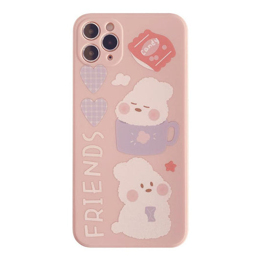 JMT-488842 Matte Soft Rabbit Phone Case Compatible with iPhone 7/8/SE/X/XR/XS/11/12, Cartoon Design