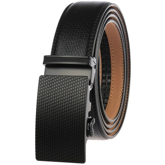 JMT-488906 Two-Layer Leather Automatic Buckle Business Casual Belt - Model LY55-0031-1