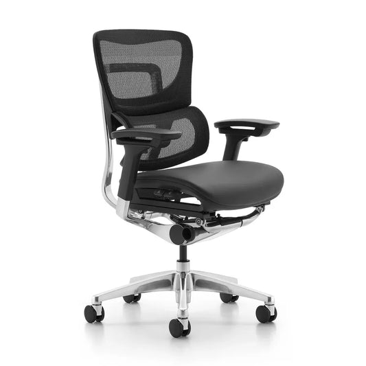 JMT-496650 Ergonomic Adjustable Height Swivel Office Chair with Dynamic Lumbar Support and Leather Cushion
