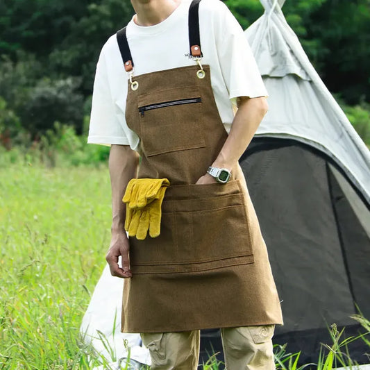 JMT-504010 Floral Canvas Apron for Outdoor, Gardening, and Barista Use