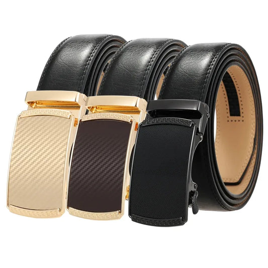 JMT-520522 Automatic Alloy Buckle Men's Genuine Leather Belt - Model LY36-0191-1