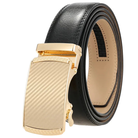 JMT-520522 Automatic Alloy Buckle Men's Genuine Leather Belt - Model LY36-0191-1