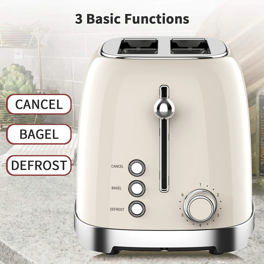 JMT-524042 Electric Retro Toaster for 2 Slices with 1-6 Level Bread Baking Function
