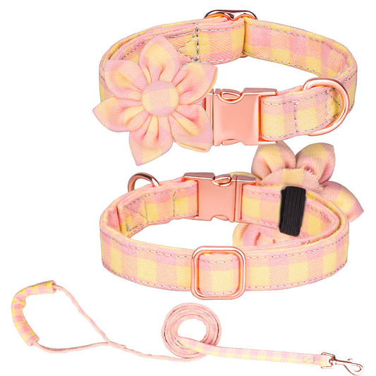 JMT-528010 Customizable Cotton Pet Collar and Leash Set in Various Colors and Patterns