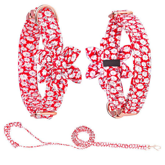 JMT-528010 Customizable Cotton Pet Collar and Leash Set in Various Colors and Patterns