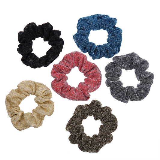 JMT-530506 Glittering Large Intestine Headband for Women - Soft Cloth Hair Accessory in Blue, Black, Gray, Dark Coffee, Beige, and Rose Red