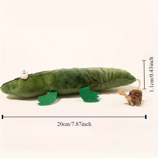 JMT-530954 Durable Plush Alligator Catnip Toy with Peppermint Scent for Stress Relief and Oral Care
