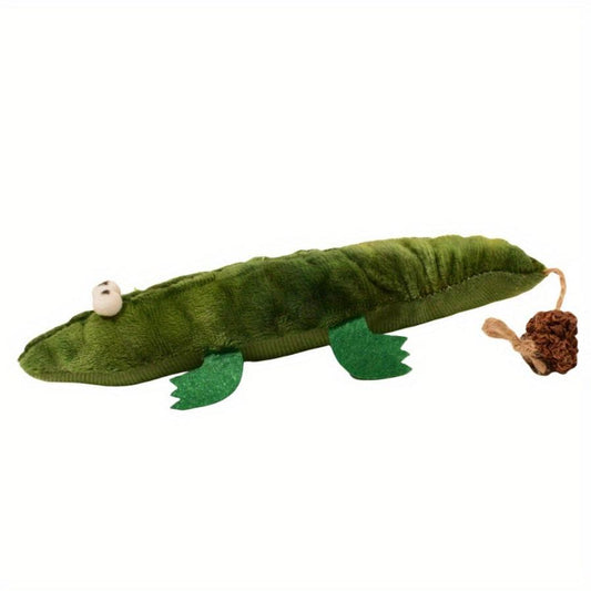 JMT-530954 Durable Plush Alligator Catnip Toy with Peppermint Scent for Stress Relief and Oral Care
