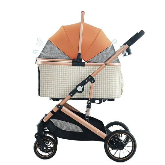 JMT-550346 Pet Stroller with Rubber Wheels for Cats and Dogs – Foldable Design for Easy Transport and Storage