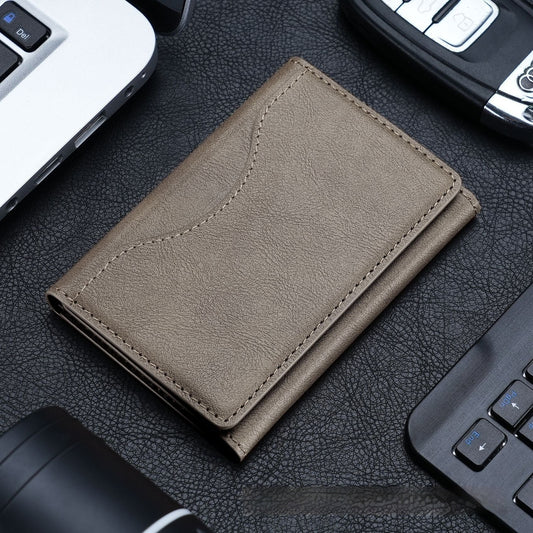 JMT-554378 Leather Tri-fold Magnetic Wallet Card Holder for Apple - Embossed Design, Various Colors Available