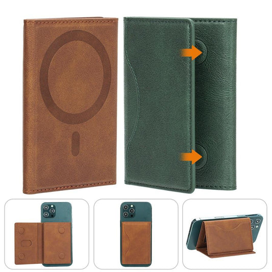 JMT-554378 Leather Tri-fold Magnetic Wallet Card Holder for Apple - Embossed Design, Various Colors Available