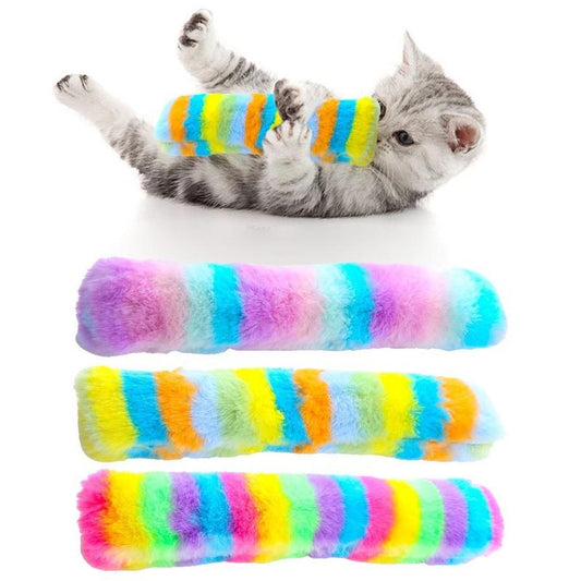 JMT-563722 Rainbow Plush Cat Pillow Toy - Soft, Colorful Pet Cuddly Companion