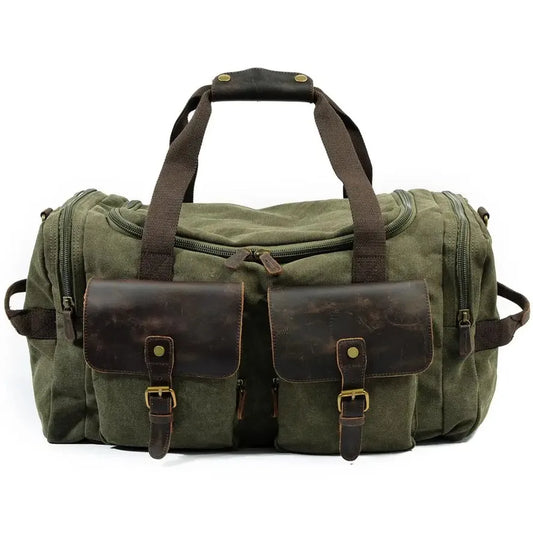 JMT-565450 Unisex Canvas Duffel Bag for Travel and Leisure with Zipper Closure and Open Compartment - Ideal for Sports and Gym Use
