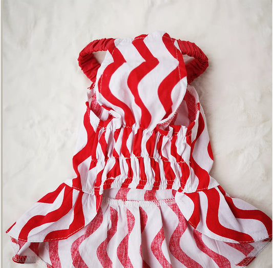 JMT-584074 Cotton Princess Bow Skirt for Dogs and Cats - Red, Available in Multiple Sizes