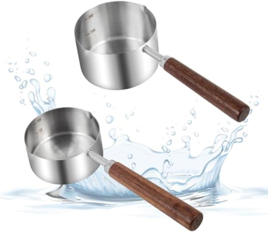 JMT-584330 Stainless Steel Dog Food Scoop with Wooden Handle for Accurate Measuring