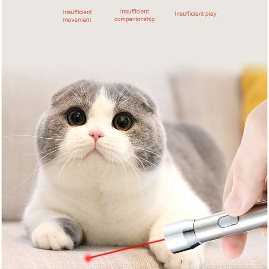 JMT-586762 Laser Cat Toy with Stainless Steel Design – Features Smiling Face, Butterfly, Spaceship Patterns – USB Rechargeable and Portable