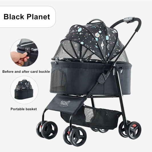 JMT-601226 Luxury Folding Pet Stroller for Comfortable Outdoor Travel with Dogs