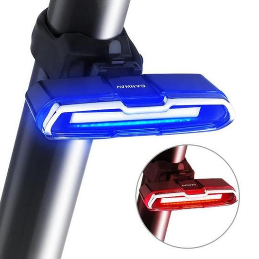 JMT-609098 USB Rechargeable Red and Blue Mountain Bike Taillights for Enhanced Visibility