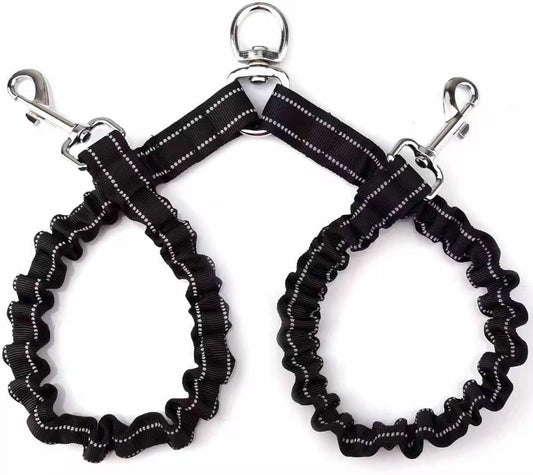 JMT-610186 Adjustable Double-Ended Traction Rope for Pet Walking - Black Nylon