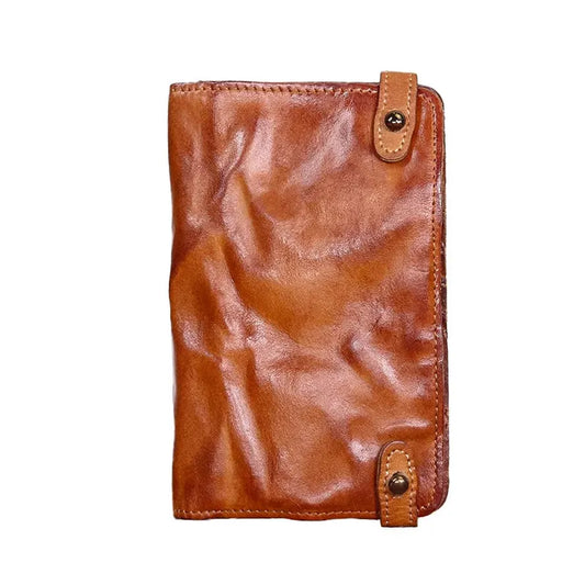 JMT-627658 Vintage Leather Multi-card Long Wallet with Coin Compartment and Money Clip
