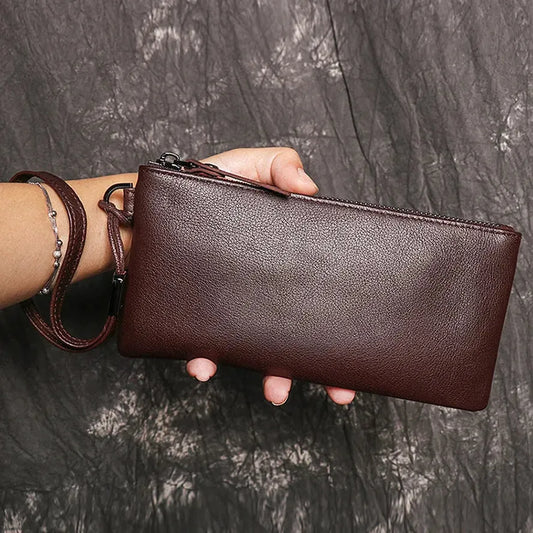 JMT-636234 Genuine Leather Mobile Phone and Card Bag - Soft Retro Pouch in Black or Coffee