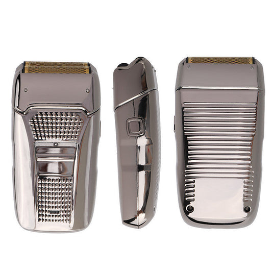 JMT-639882 Dual-Head USB Rechargeable Retro Bald Razor in Gold and Silver